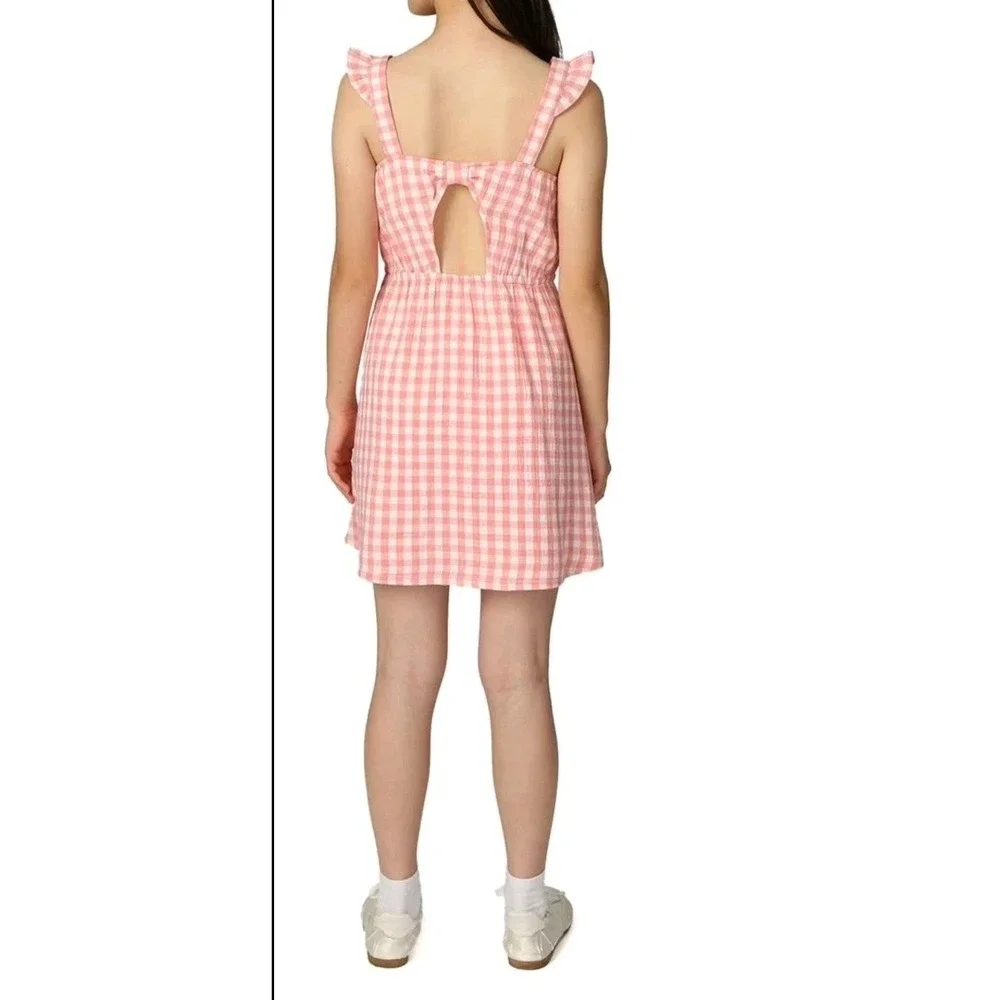GAP Girl's Dress, Pink Gingham Cotton Sundress, Large 10/12, Cottagecore